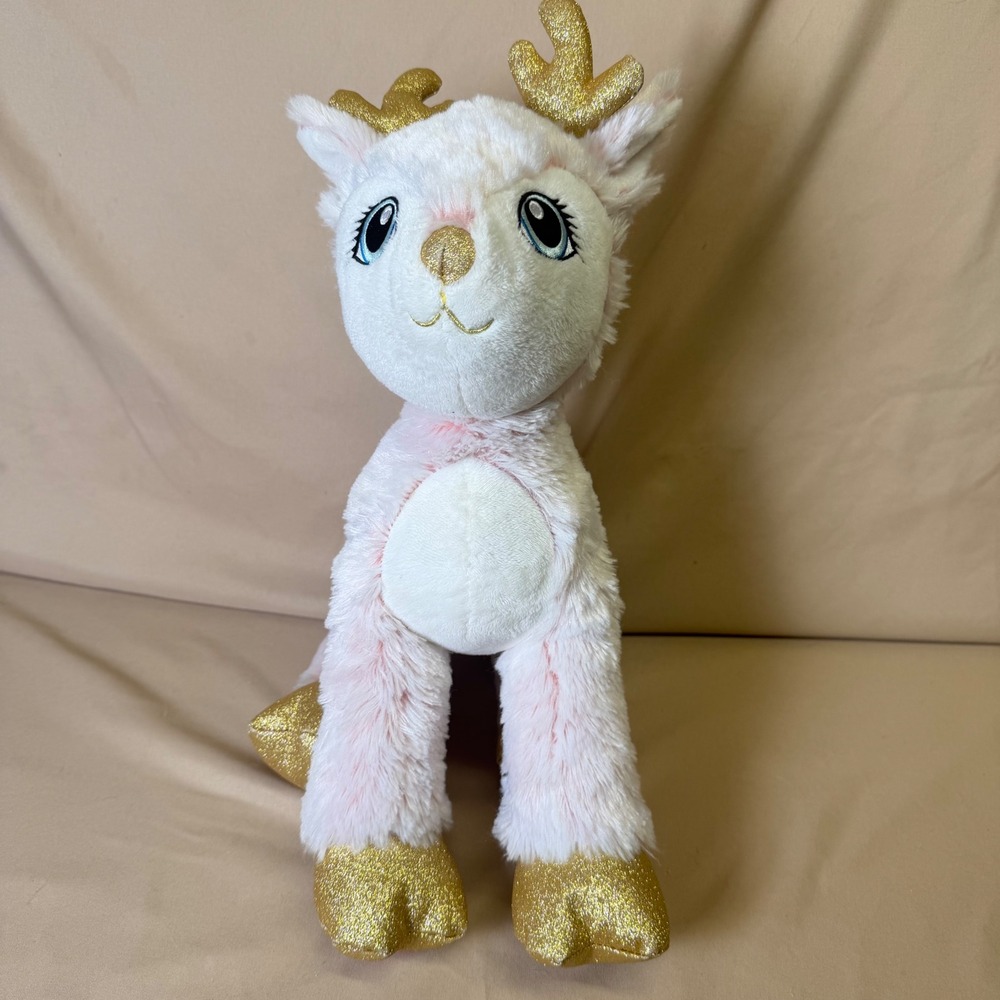 Build-A-Bear Glisten Star-Powered Deer Plush Pink White Gold Reindeer 2021